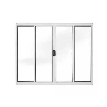 Imagem de Janela 4 Folhas Vidro Alumínio Brilhante, Branco ou Preto Linha 18 Mod