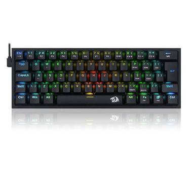 Imagem de Teclado Mecânico Gamer Redragon Fizz Preto RGB Switch Blue ABNT2