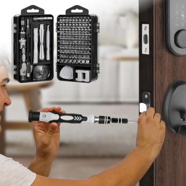 Imagem de Conjuntos de chaves de fenda de precisão 115 em 1, kits de ferramentas de reparo profissional com cabeça chata e kit de brocas multifuncionais