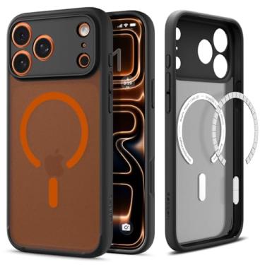 Imagem de Capa Spigen para iPhone 17 Pro Max, Ultra Híbrida [MagFit] Projetada para Apple iPhone 17 Pro Max - Preto Frost Laranja