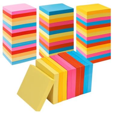 Imagem de Eaasty Pacote com 120 blocos autoadesivos de 7 x 7,6 cm, cores brilhantes, 5 cores brilhantes, 100 folhas/bloco, adesivos coloridos para paredes, portas, janelas, cadernos, escritório, casa, escola