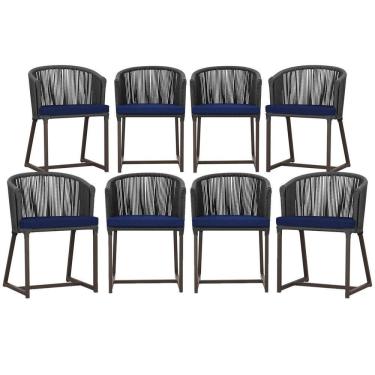 Imagem de 8 Cadeiras De Jantar área Noronha Marrom E10 Trama Original Preto