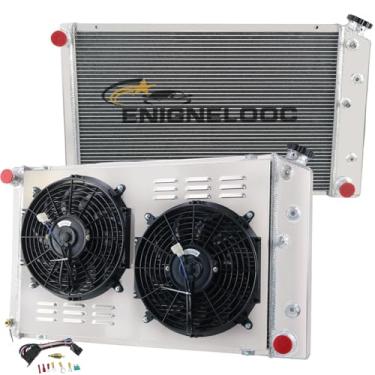 Imagem de Enignelooc Relé de ventilador de radiador de alumínio de 3 fileiras para Chevy C15 C20 C30 GMC Caprice Chevelle Malibu GM Carros Caprice Caminhão Caprice Suburban El Camino Biscayne Buick Blazer Jimmy