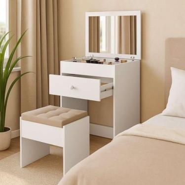 Imagem de Penteadeira Com Espelho Basculante - 1 Gaveta - Com Colmeia 100% MDF -