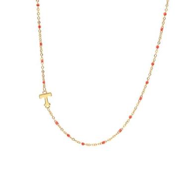 Imagem de Color Shout Colar universitário com logotipo esmaltado lateral, ajustável de 40 a 45 cm, aço inoxidável com detalhes em ouro amarelo e corrente esmaltada. Licenciado oficialmente., 18 inch, Aço