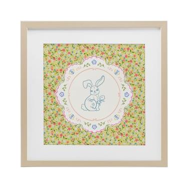 Imagem de Stupell Industries Estampa emoldurada floral Spring Bunny & Sprig Gray Under Glass, design por Angela Steahling, 40,6 x 40,6 cm
