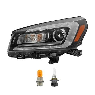 Imagem de HECASA Farol esquerdo com tubo LED em forma de C compatível com GMC Acadia 2013-2016 2017 Acadia Limited substituição para GM2502376 23358994 farol dianteiro DRL lente transparente alojamento preto