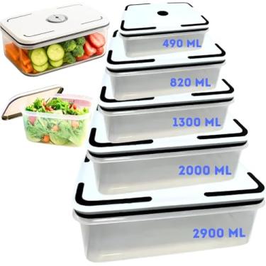 Imagem de Kit 5 Potes Herméticos Retangulares Transparente com Tampa Vedada | Resistentes | Para Alimentos | Freezer e Micro-ondas | 490ML 820ML 1300ML 2000ML 2900ML