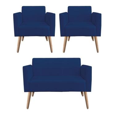 Imagem de Kit 01 Namoradeira 02 Poltronas Marisa Azul Marinho