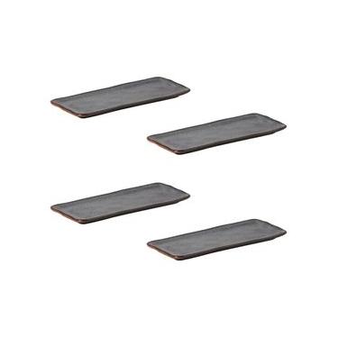 Imagem de Conjunto de Travessas Retangulares Médias Porto Brasil Orgânico Titanium 33x13cm - 4 Peças