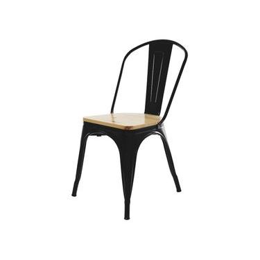 Imagem de Cadeira De Jantar Cozinha Eventos Varanda Tolix Iron Industrial Assento Madeira Preto