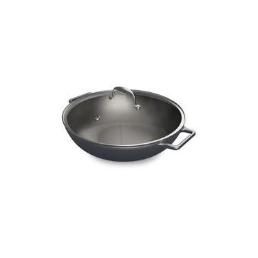 Imagem de Panela Wok de Ferro Fundido Esmaltado Oxford Aroma Cinza 35cm para Indução
