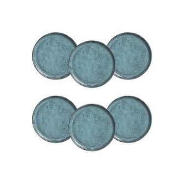 Imagem de Conjunto de Pratos de Sobremesa Porto Brasil Linhas Night Sky Azul 21,5cm - 6 Peças