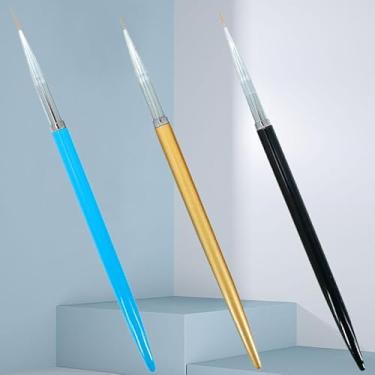 Imagem de 3 peças de pincéis de arte de unhas, pintura acrílica, design de unhas, gel UV, nylon, conjunto de pincéis de delineador para unhas de gel francês para design profissional de arte de unhas (7/9/11 mm)