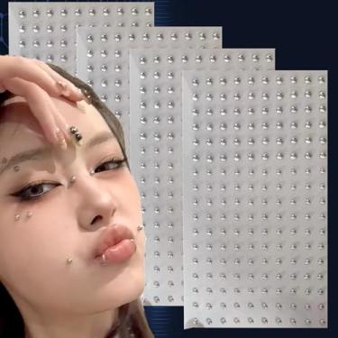 Imagem de 2 peças, tatuagens temporárias de acrílico, autoadesivas, à prova d'água, não perfurantes, adesivos de unhas labiais 3/4 mm, joia corporal de sobrancelha falsa (prata)