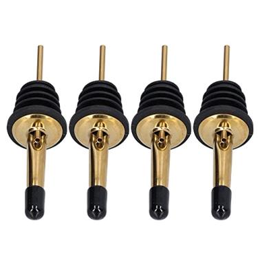 Imagem de Mingzhe Bico de Vinho Durável, Rolha de Borracha de Aço Inoxidável para Vinho para Bar Doméstico, Vazamento Suave, Bico de Garrafa de Vidro à Prova de Vazamento Com (Chapéu curto dourado + preto)