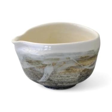 Imagem de Makuzen Tigela Katakuchi matcha, tigela matcha com bico - xícara de chá matcha japonesa feita à mão, cerâmica tradicional (Nagashi branco esmaltado)