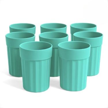 Imagem de Kit 10 Copos Plásticos 350ML Multicoloridos Resistentes Para Festas Eventos Escolares Creches(Verde Tiffany)