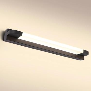 Imagem de Luminária de parede LED para banheiro, preta, com espelho frontal, IP44, para exibição de fotos, luminária de parede para espelho, arandela para hotéis e restaurantes, luminária de leitura m