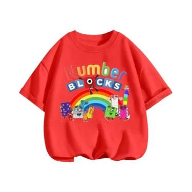 Imagem de Camiseta Infantil Com Estampa De Anime, Verão, Blocos De Construção Di