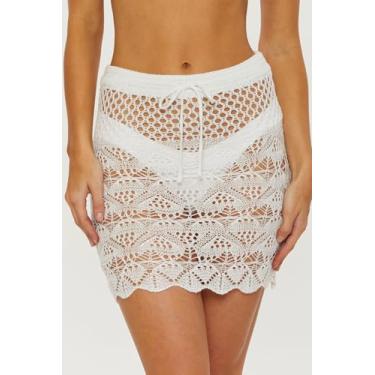 Imagem de Isabella Rose Tuscany Mini saia de crochê conversível, casual, saída de praia para mulheres, Branco, M