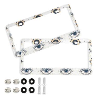 Imagem de SEHANY Molduras para placa de carro que tudo vêem, moldura de placa de carro de alumínio à prova de ferrugem com furos e parafusos elípticos serve para acessórios de carro de tamanho padrão de