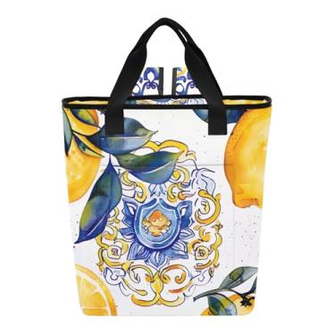 Imagem de Joitme Cooler Lancheiras Térmicas Clássicas Azul Limão Floral Cooler Mochila Coolers 36 Latas Sacola Térmica Macia Mochila para Viagem