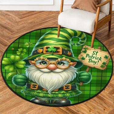 Imagem de Tapete redondo pequeno de 1,5 m para o dia de São Patrício, tapete circular antiderrapante, lavável, tapete circular para quarto, sala de estar, berçário, cozinha, banheiro, entrada, decoração de casa