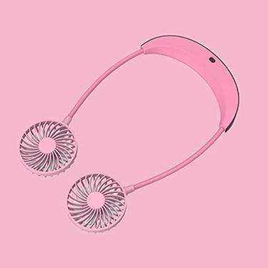 Imagem de AEWFRRV Mini ventilador portátil ventilador de pescoço ventilador recarregável 5200mAh dobrável portátil ar condicionado cooler ventilador para casa ao ar livre (cor: rosa) yubin1993 (cor: rosa)