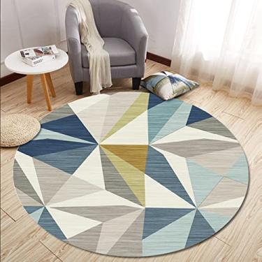 Imagem de Tapete redondo para quarto, macio, redondo, antiderrapante, tapete decorativo abstrato, tapete de ioga para quarto, decoração de casa, E, diâmetro 100 cm