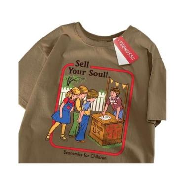 Imagem de Camiseta Masculina De Algodão Hip Hop Manga Curta Gola Redonda Casual 