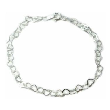 Imagem de Pulseira 22 Cm Feminina Prata Legitima 925 Elo Coração - Lojas La&Ny P