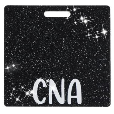 Imagem de Ymapinc Amigo de enfermeira, crachá CNA preto, cartões CNA de enfermagem, etiquetas de identificação horizontais com glitter para enfermeira, estudante, médico, trabalhador de hospital, assistente