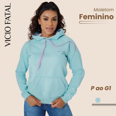 Imagem de Moletom Feminino Edex Bolso Canguru Capuz Ajustável Estampa Minimalista-Feminino