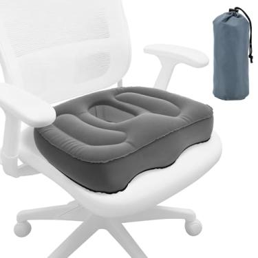 Imagem de Almofada de assento inflável para úlcera de pressão, almofada portátil dobrável para viagem de escritório, almofada de assento de alívio de pressão, design perfurado, rolamento de alta carga de 100 kg