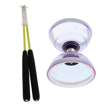 Imagem de Milageto Diabolo Chinês Premium Médio de 12,7 Cm (5 Polegadas) com Conjunto de Corda de Carbono, Cores Sortidas Disponíveis, Roxa