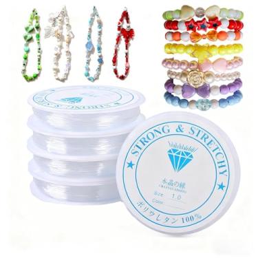 Imagem de Cordas elásticas de cristal transparente de 1 mm e 0,8 mm, 2 rolos cada, adequadas para produção de joias, miçangas e pulseiras feitas à mão