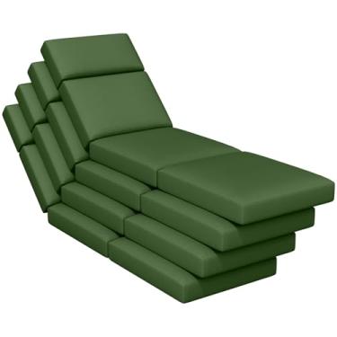 Imagem de 4 almofadas de espreguiçadeira para ambientes externos, 182 x 53 x 10 cm para móveis ao ar livre - almofada de substituição à prova d'água para sala de estar e pátio, almofada grossa resistente ao