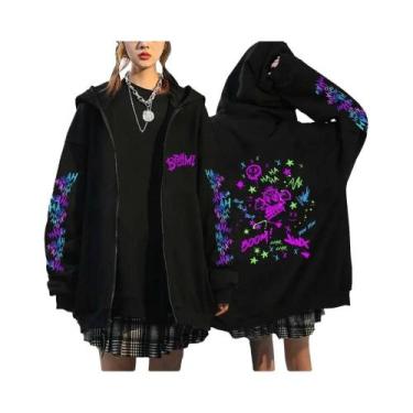 Imagem de Hoodie Unissex Arcane Jinx Monkey Graffiti Com Zíper, Moda Hip Hop, Pu