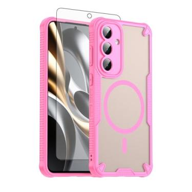 Imagem de Asuwish Capa de telefone para Samsung Galaxy S25 FE 5G, compatível com Magsafe Magnetic, protetor de tela, capa protetora à prova de choque traseira fosca translúcida S 25 EF S25FE 25S mulheres homens