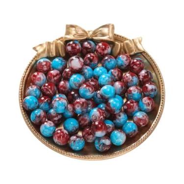 Imagem de Contas De Vidro Redondas Com Padrões Coloridos 20-100pçs 4-10mm Espaça