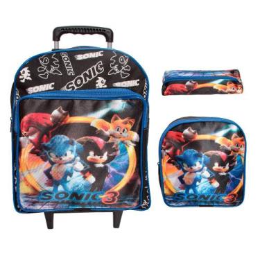 Imagem de Kit Mochila Infantil Menino Reforçada Escolar Creche Rodinha - Plike