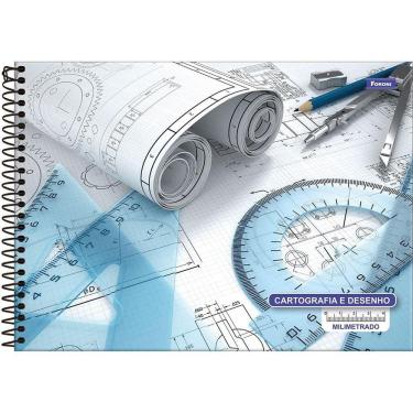 Imagem de Caderno Cartografia Desenho Milimetrado Básico Com 60 Folhas  Foroni