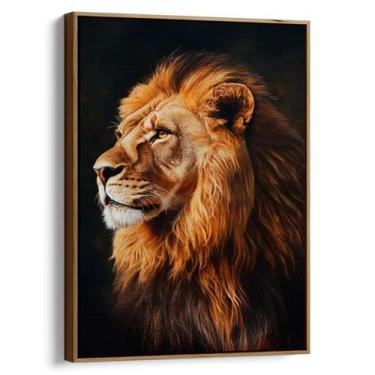 Imagem de Quadro decorativo Leão Imponente - Mioquadros, 120x80 cm, Tabaco