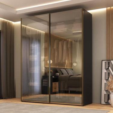 Imagem de Guarda Roupa 2 Portas de Correr Reflecta com LED 100% MDF - Mambel Q, 