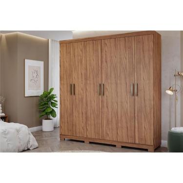 Imagem de Guarda Roupa Casal Clara 6 Portas de Abrir 3 Gavetas MDF Cinamomo Panan