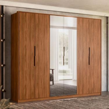 Imagem de Guarda Roupa Casal Atrice 6 Portas de Bater 6 Gavetas MDP Amêndola Touch Demóbile