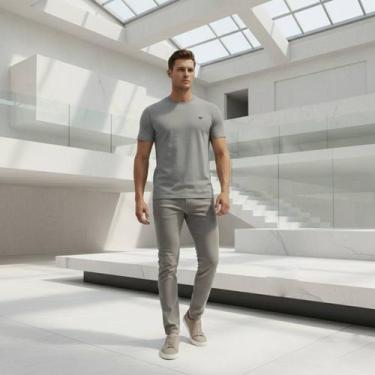 Imagem de Camiseta Masculina Voker 100 Algodão Premium Corte Slim Toque Macio e 