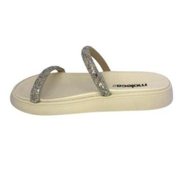 Imagem de Papete Moleca Tira Strass Creme Cristal E Branco - 41089-Feminino