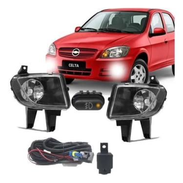 Imagem de Kit Farol Neblina Milha Celta Prisma 2007 2008 2009 2010 2011 Botão Pa